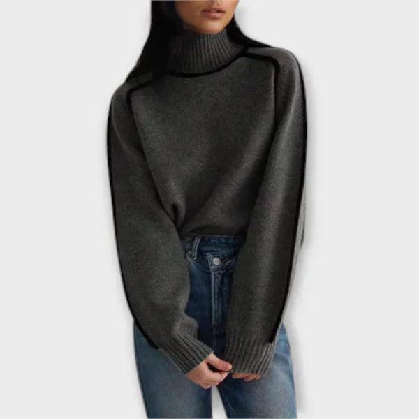 Soft High-Neck Knit Sweater