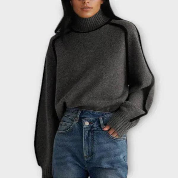 Soft High-Neck Knit Sweater